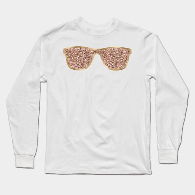 Sunglasses - rose gold glitter Long Sleeve T-Shirt by RoseAesthetic